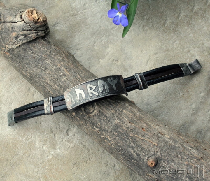 amulet zdrowia-bransoleta-runicznar-runy-skorzana-meska-recznie-robione-hand-made-trawiona-miedz-znaki-runiczne-poganska-bizuteria-meska-bizuteria