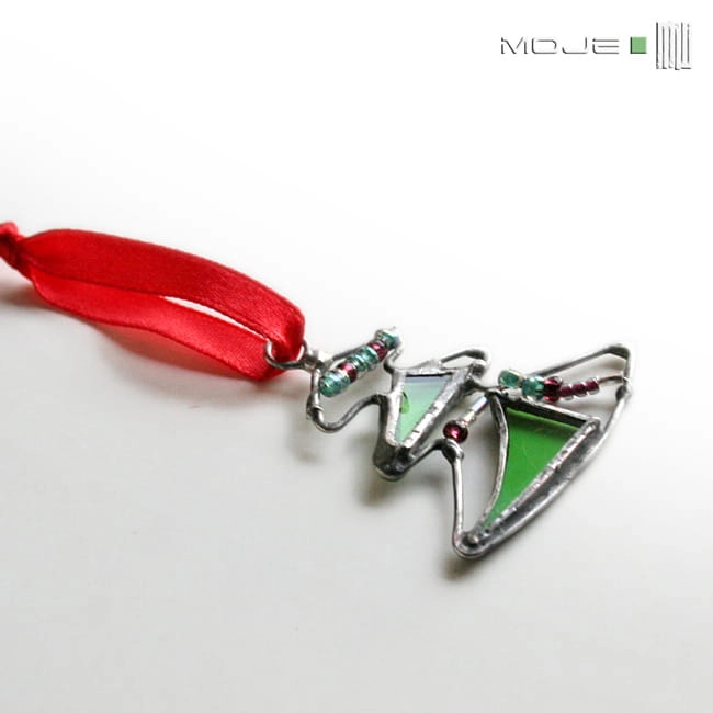 choinka, malutka choinka, dekor, do powieszenia, rękodzieło, hand made, witraż Tiffany, ozdoba