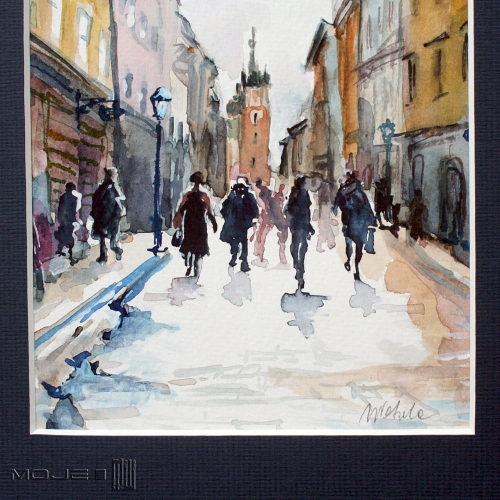 Florianska II-akwarela-obrazek-malowany-na-sciane-krakowska-ulica-Krakow