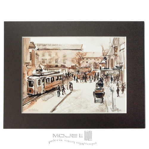 Plac-Wszystkich-Swietych-Krakow-akwarela-obrazek-malowany