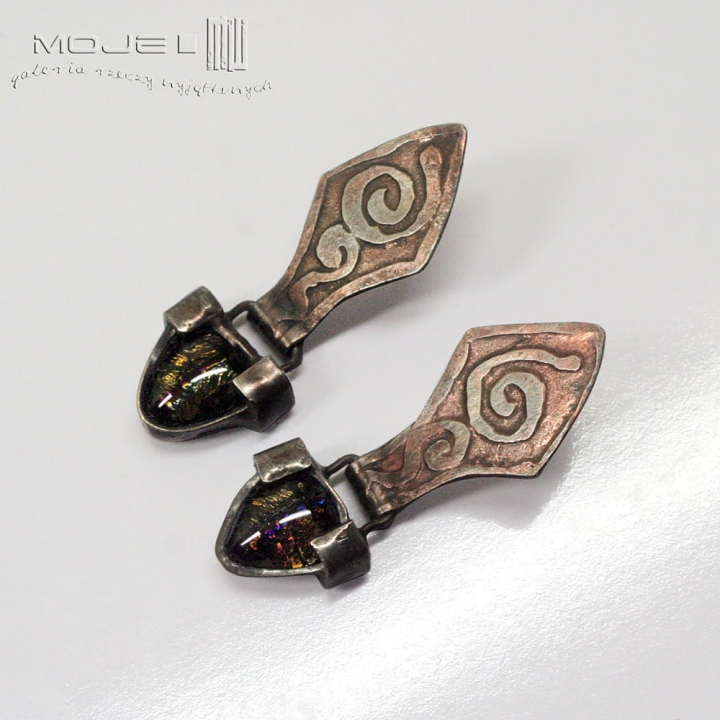 antyczne-wahadlo-kolczyki-miedziane-z-miedzi-szklae-oko-fusing-szklo-dichroiczne-sztyfty-wiszace-kolczyki