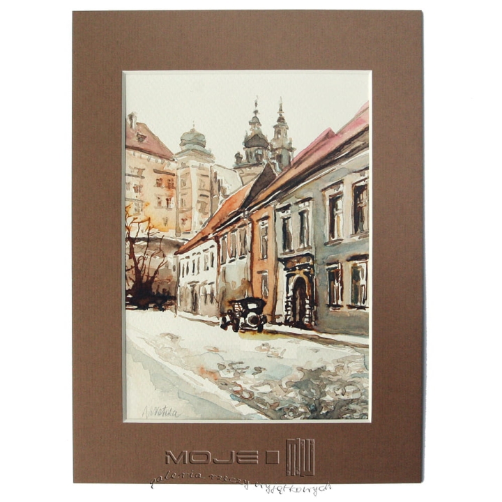 ulica-Kanonicza-w-Krakowie-akwarela-Kraków-stary-architektura-obrazek-malowany