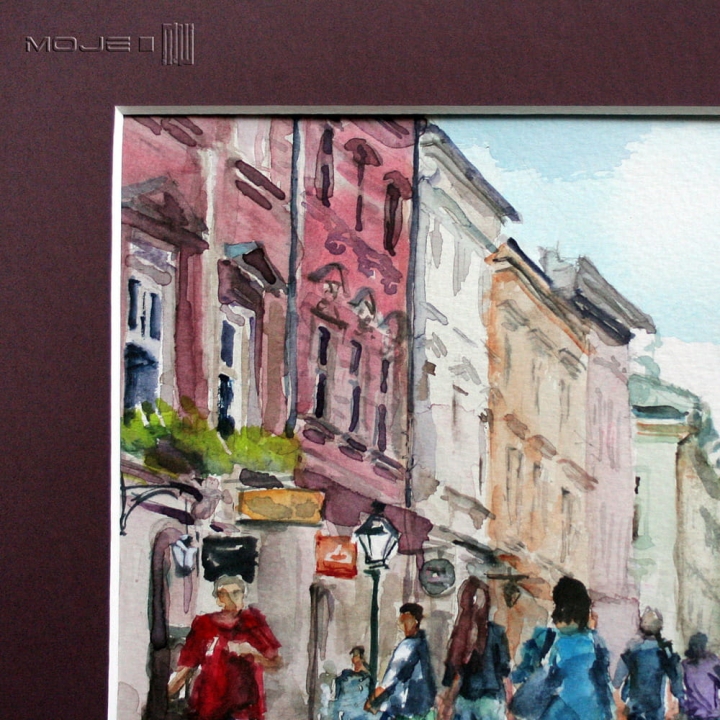 na-Florianskiej-akwarela-obrazek-Krakow-ulica-malowany-na-sciane