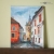 Sighisoara-malowany-obraz-olejny-na-sciane-widok-miasto-ulica-wieza-zegarowa