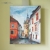Sighisoara-malowany-obraz-olejny-na-sciane-widok-miasto-ulica-wieza-zegarowa