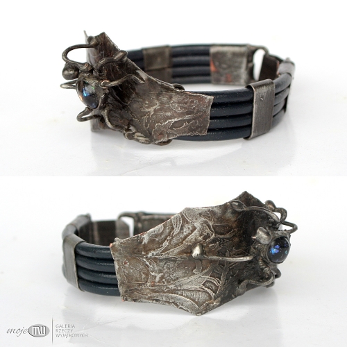 arachne-manela-w-niebieskosciach-bransoletka-szeroka-z-miedzi-skorzane-rzemienie-pajak-pajeczyna-gotycka-bizuteria