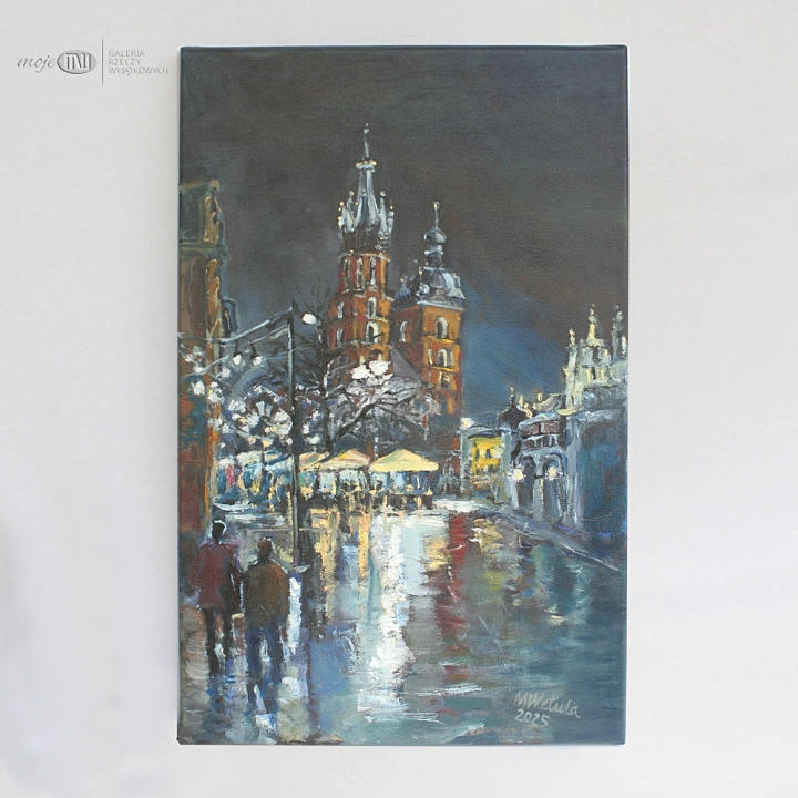 nocny-Rynek-w-Krakowie-obraz-olejny-malowany-recznie-na-sciane-sztuka-miasto