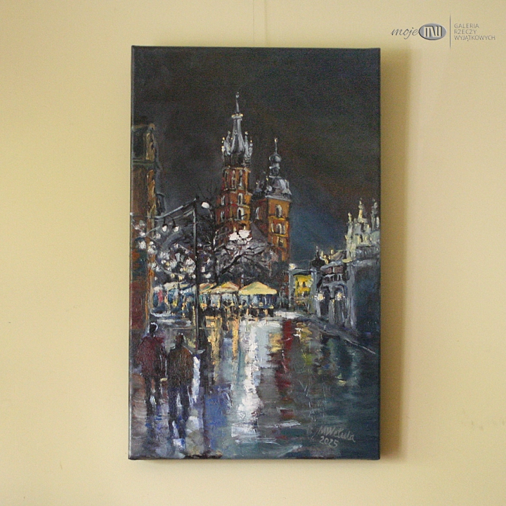 nocny-Rynek-w-Krakowie-obraz-olejny-malowany-recznie-na-sciane-sztuka-miasto