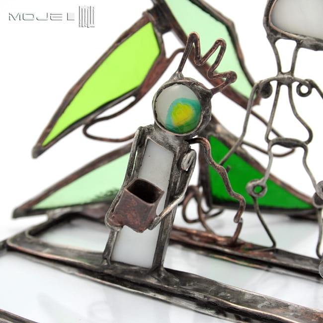 Kolędnicy, witraż tiffany, stojąca ozdoba, świąteczna ozdoba, święta, boże narodzenie, rękodzieło, handmade