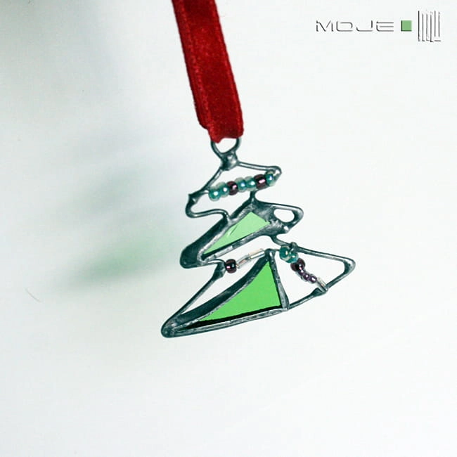 choinka, malutka choinka, dekor, do powieszenia, rękodzieło, hand made, witraż Tiffany, ozdoba