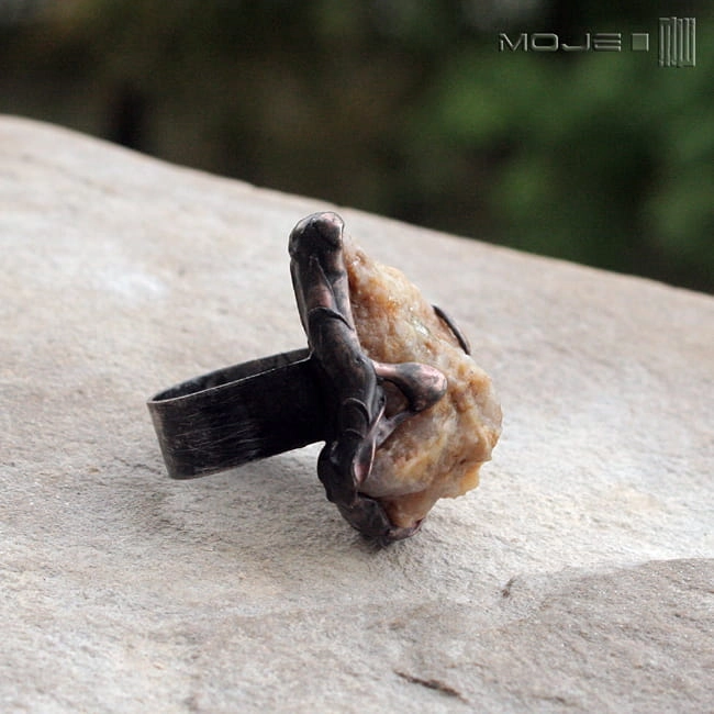 wakacyjny kamień, pierścionek z kamieniem naturalnym, miedziana obrączka, ręcznie robione, hand made, kamień naturalny, biżuteria Tiffany