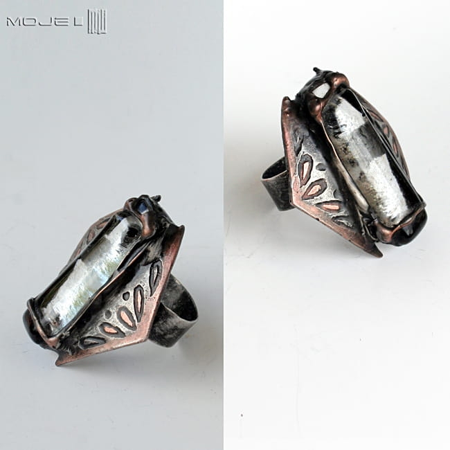 Jego Szklana Wysokość, pierścionek Tiffany,  duży pierścionek, biżuteria fusing, fusing szklany, pierścionek ze szklanym oczkiem, hand-made, biżuteria autorska, szklane oczko, pierścień