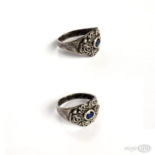 Szafirowiec-srebrny-pierscionek-szafirowa-cyrkonia-ze-srebra-kwiatek-art-clay-recznie-robiony