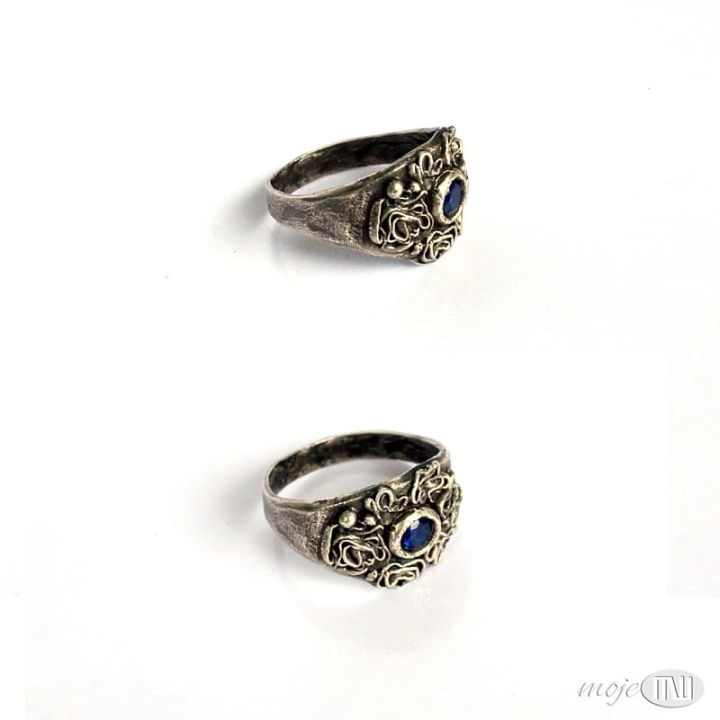 Szafirowiec-srebrny-pierscionek-szafirowa-cyrkonia-ze-srebra-kwiatek-art-clay-recznie-robiony