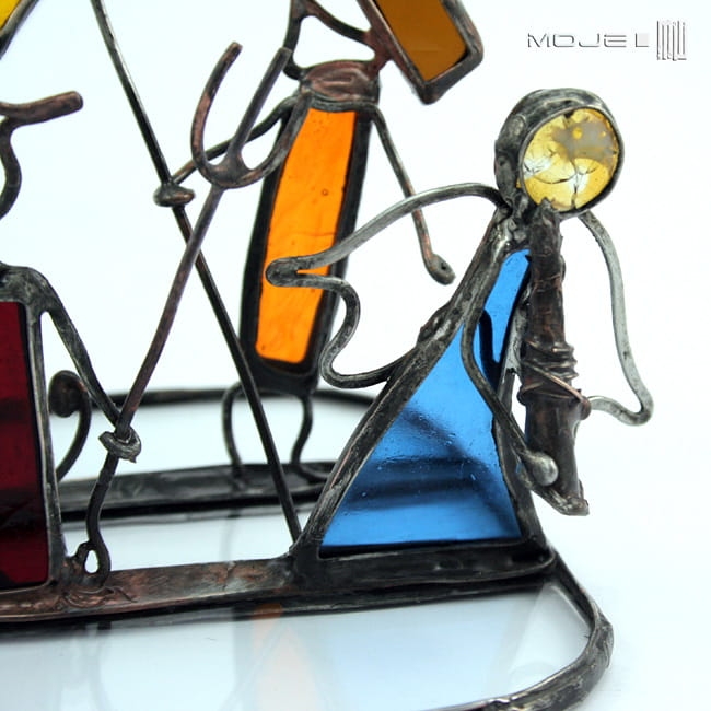 Kolędnicy, witraż tiffany, stojąca ozdoba, świąteczna ozdoba, święta, boże narodzenie, rękodzieło, handmade