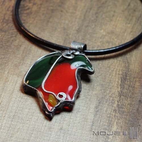 Kwiatowo kontrastowo, wisior szklany, wisior miedziany, wisior, metaloplastyka, hand made, rękodzieło, oryginalny prezent, biżuteria autorska, kwiat, fusing, fusing szklany,