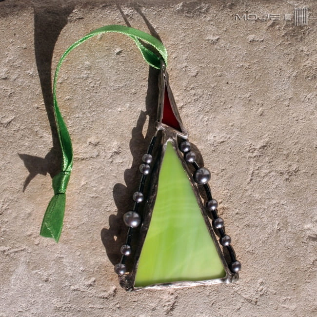 choinka mini-zestaw 08,  dekor, do powieszenia, rękodzieło, hand made, witraż Tiffany, ozdoba, szklana choinka, szklana ozdoba świąteczna