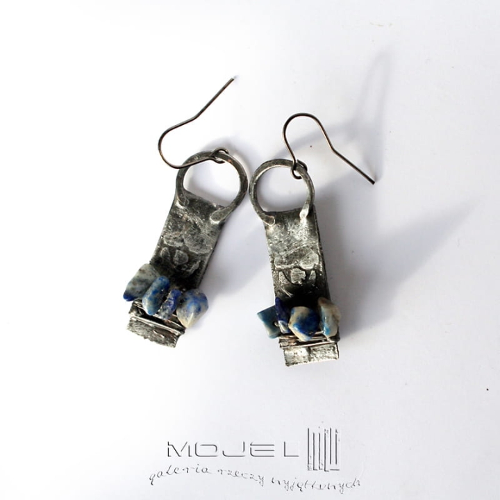 Afikoti z lapisem, biżuteria tiffany, biżuteria z miedzi, kolczyki z miedzi, kolczyki miedziane, biżuteria autorska, rustykalne, lapis lazuli