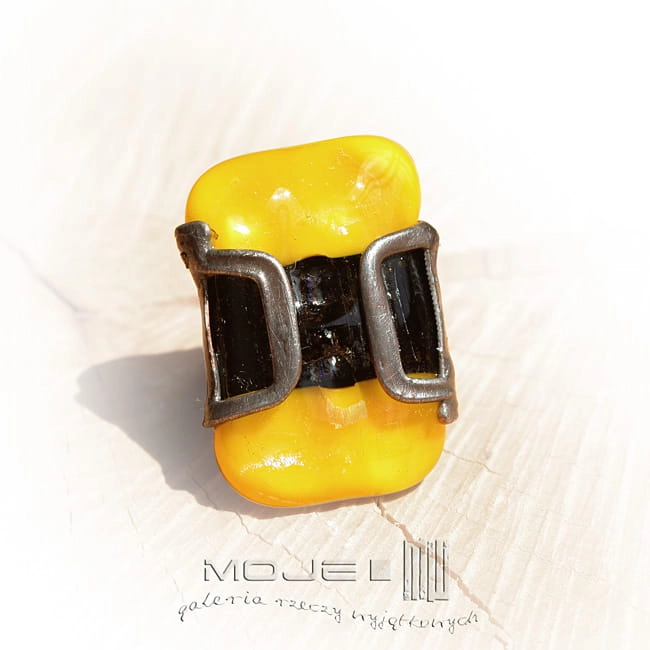 Żółcień, pierścionek tiffany, biżuteria fusing, rękodzieło, ręcznie robiony, żółty, yellow, biżuteria autorska, szklany pierścionek,