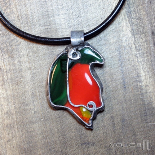 Kwiatowo kontrastowo, wisior szklany, wisior miedziany, wisior, hand made, rękodzieło, oryginalny prezent, biżuteria autorska, kwiat, fusing, fusing szklany,