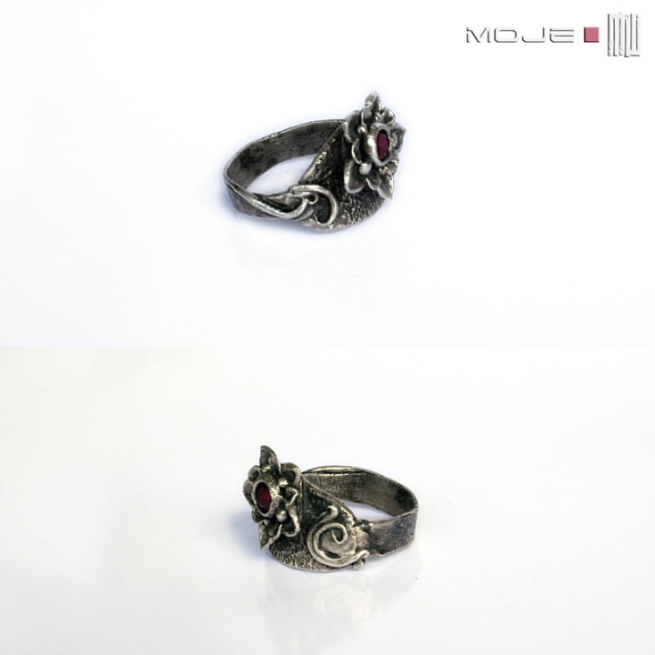 Kwiat-krolewski-srebrny-pierscionek-rozowa-cyrkonia-ze-srebra-kwiatek-art-clay-recznie-robiony