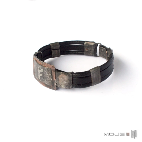 Fehu-runa-znaki-runiczne-bransoleta-runiczna-miedziana-męska bizuteria-dla-mezczyzny-prezent-skorzane-rzemienie-poganska