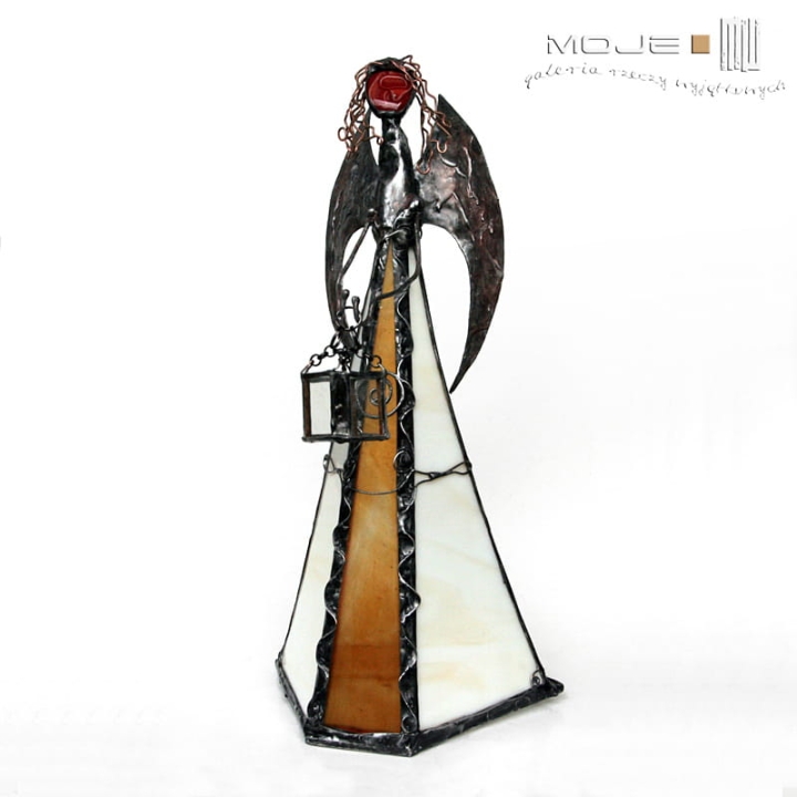 Argilo 2, anioł szklany, witrażowy, stojący anioł, dekor