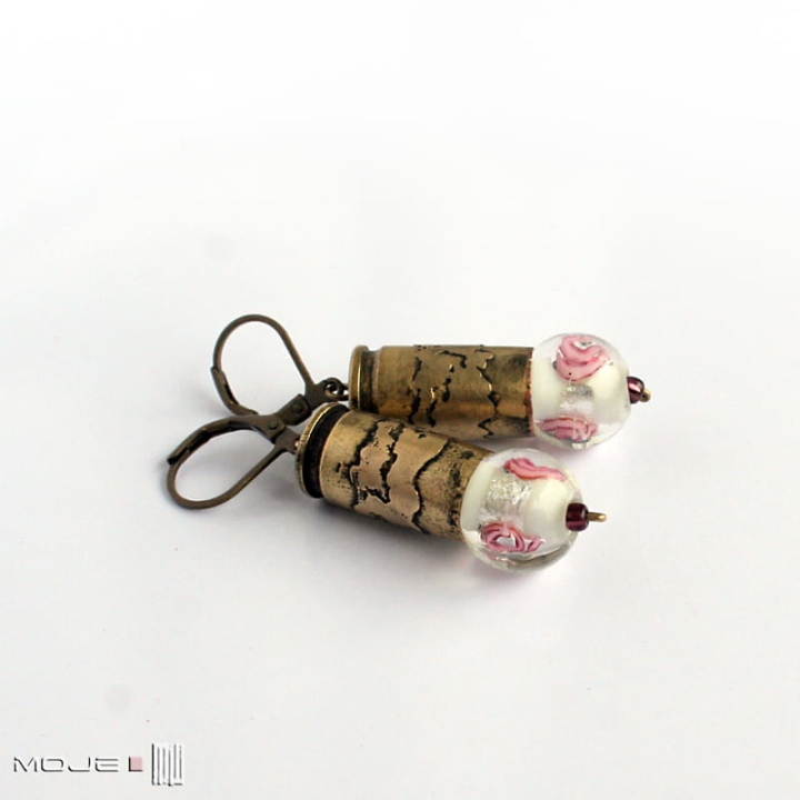 Kaliber-9-rozany-kolczyki-z-lusek-mosiezne-wiszace-militarne