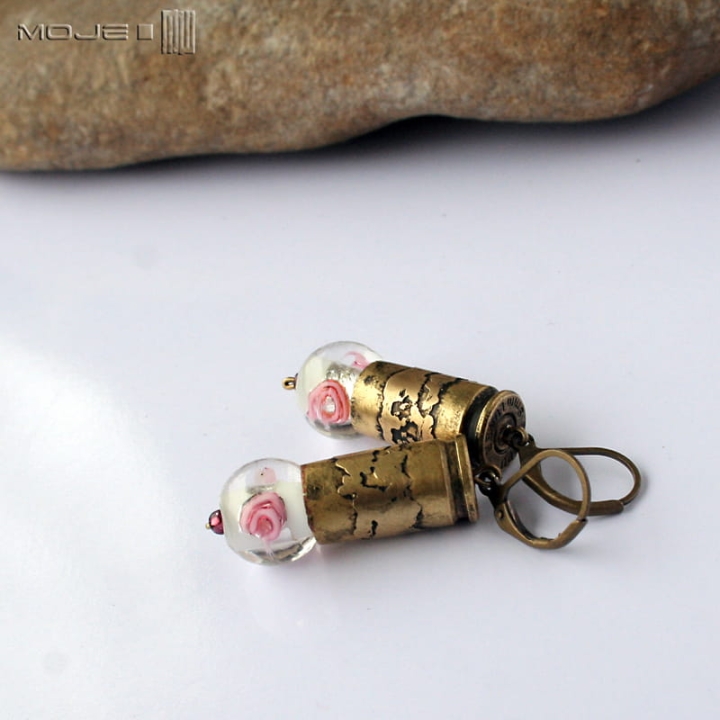 Kaliber-9-rozany-kolczyki-z-lusek-mosiezne-wiszace-militarne