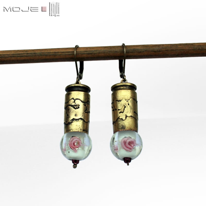 Kaliber-9-rozany-kolczyki-z-lusek-mosiezne-wiszace-militarne