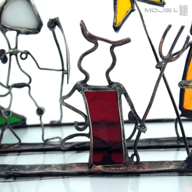 Kolędnicy, witraż tiffany, stojąca ozdoba, świąteczna ozdoba, święta, boże narodzenie, rękodzieło, handmade