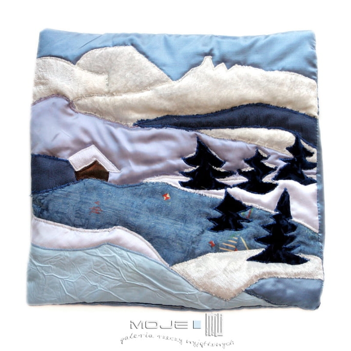 Zimowe góry, poszewki dekoracyjne, patchwork
