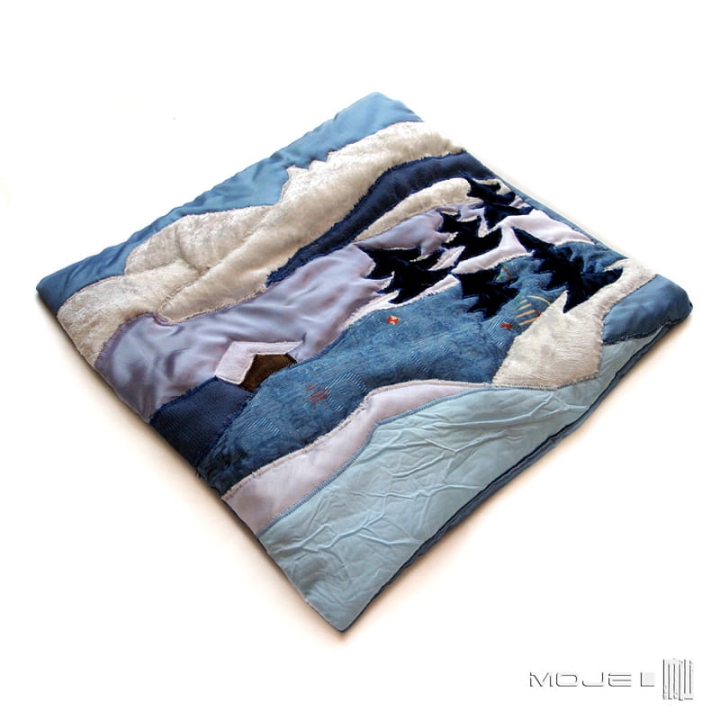 Zimowe góry, poszewki dekoracyjne, patchwork