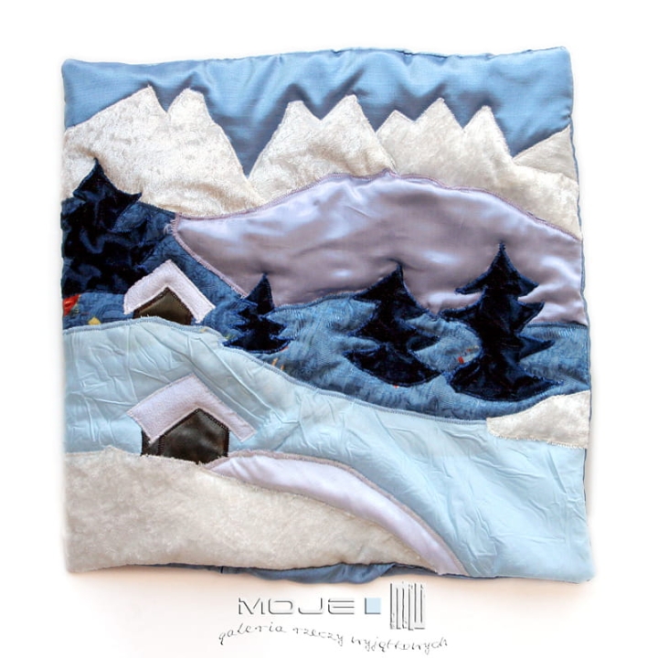 Zimowe góry, poszewki dekoracyjne, patchwork