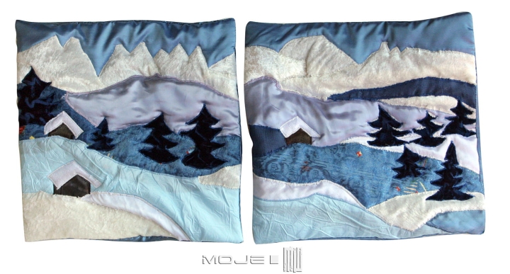 Zimowe góry, poszewki dekoracyjne, patchwork