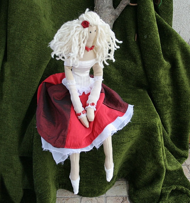 Blond Hiszpanka lalka szmaciana , dla dzieci, rag doll, hand made