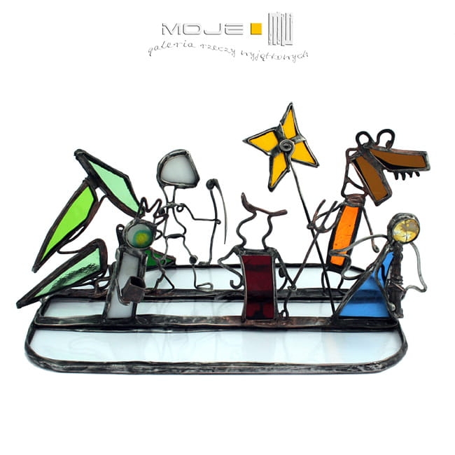 Kolędnicy, witraż tiffany, stojąca ozdoba, świąteczna ozdoba, święta, boże narodzenie, rękodzieło, handmade