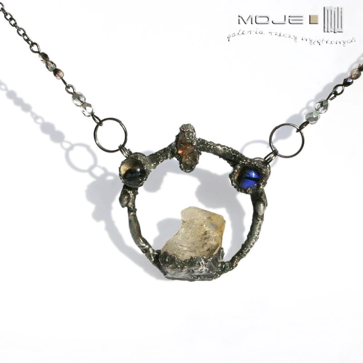 Basniowy-cytryn-wisior-z-miedzi-kamien-naturalny-fusing-elektroformowanie-miedziany-miedziowanie