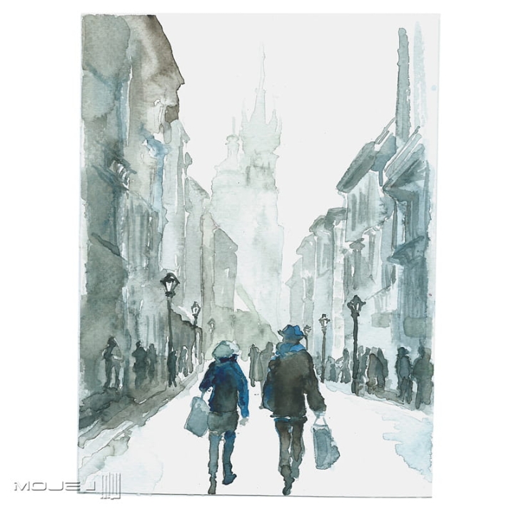 Floriańska 18x24 cm, akwarela, malowana