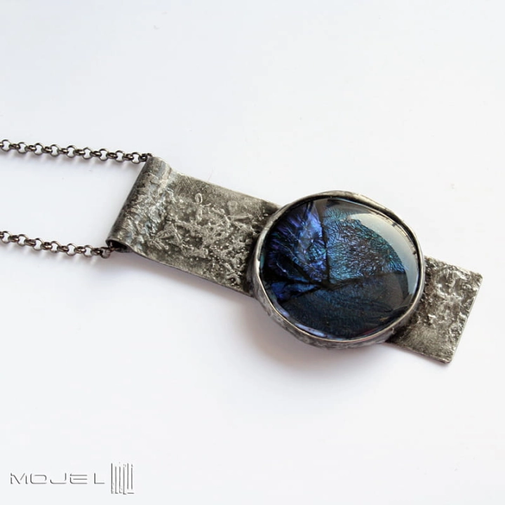 Wisior rustico III, miedziany wisior, miedziana biżuteria, biżuteria tiffany, fusing, rustykalny, gothic, biżuteria gotycka, szkło dichroiczne,  pomysł na prezent