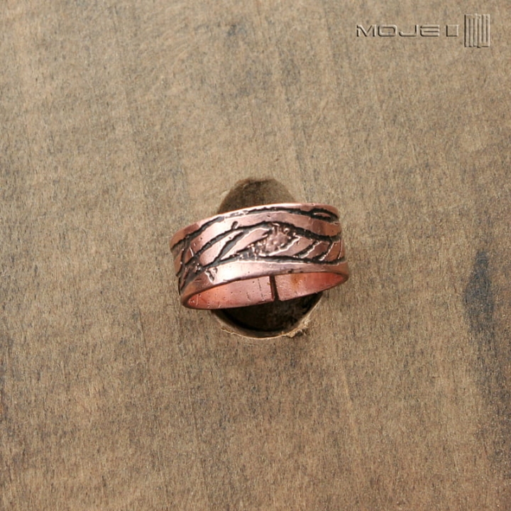 Druga falujaca, miedziana-obraczka, trawiona-miedz