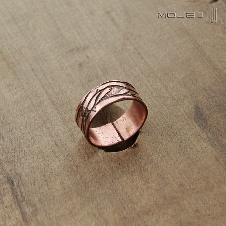 Druga falujaca, miedziana-obraczka, trawiona-miedz