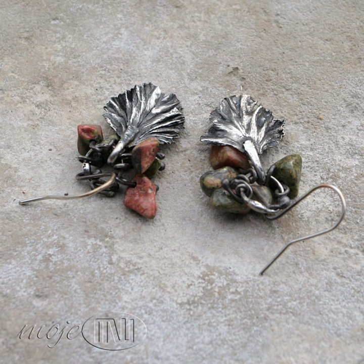 Unakitowe-liscie-srebro-srebrne-kolczyki-z-unakitem-Art-Clay