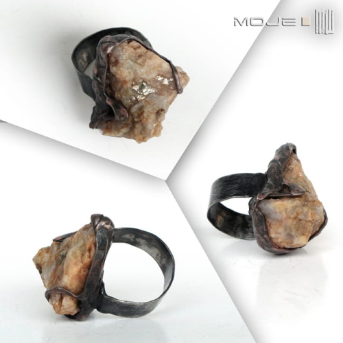 wakacyjny kamień, pierścionek z kamieniem naturalnym, miedziana obrączka, ręcznie robione, hand made, kamień naturalny, biżuteria Tiffany