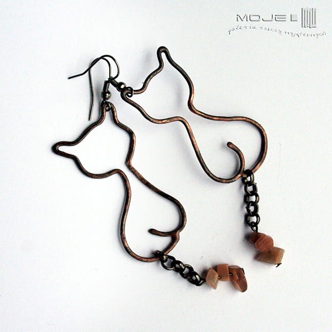 Kociaste kolczyki, kolczyki, kolczyki tiffany, biżuteria z miedzi, biżuteria tiffany, rękodzieło, ręcznie robiony, biżuteria autorska, miedź, kolczyki, handmade,