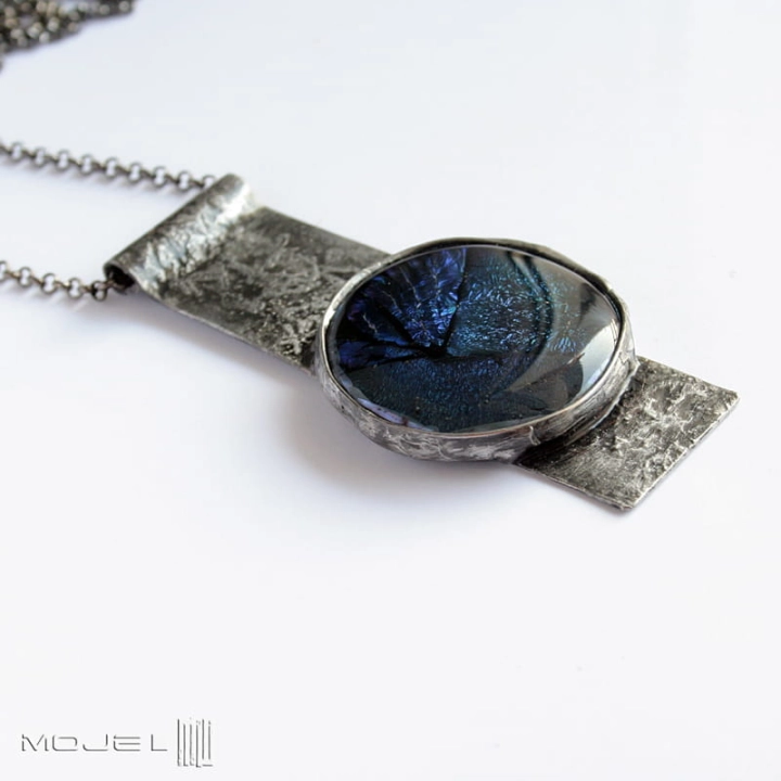 Wisior rustico III, miedziany wisior, miedziana biżuteria, biżuteria tiffany, fusing, rustykalny, gothic, biżuteria gotycka, szkło dichroiczne,  pomysł na prezent
