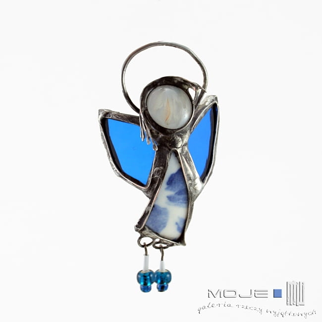Aniołek porcelanek, szklany anioł, aniołek na szczęście, witraż tiffany, święta, boże narodzenie, rękodzieło, anioł wiszący, aniołek, aniołek wiszący, ręcznie robione, handmade, aniołek ze szkła,