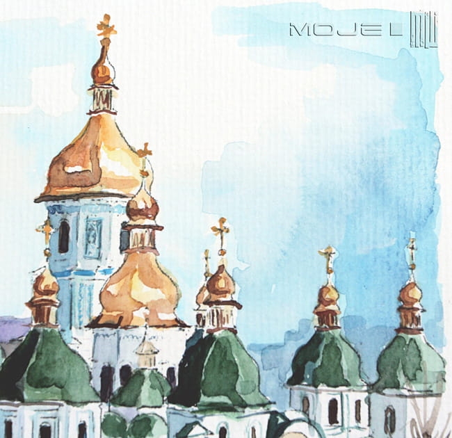 Monastyr Św. Michała w Kijowie, akwarela, architektura w akwareli, Kijów w akwareli, Kijów, Ukraina